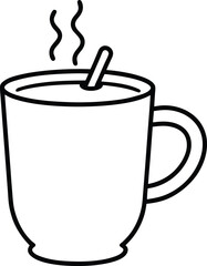 Warm apple cider mug line art vector illustration