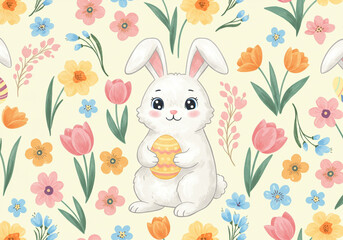 Whimsical Bunny Garden &ndash; Festive Springtime Joy with Easter Charm