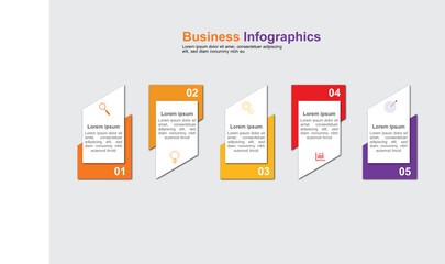 Editable business infographic template design with 5 steps. Infographic template which can be used for presentations banners, workflow layout, annual report, web design.	
