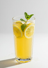 glass of lemonade,Lemonade with Mint in Clear Glass