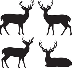 Elegant Deer Silhouettes A Collection of Four Majestic Images