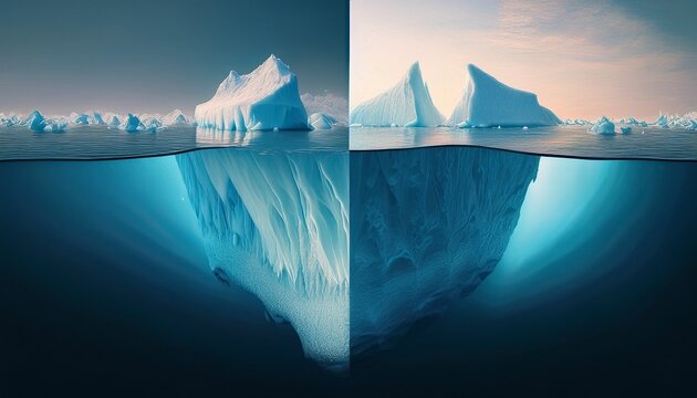 sectional view of both the top and bottom of the iceberg generative ai - Powered by Adobe
