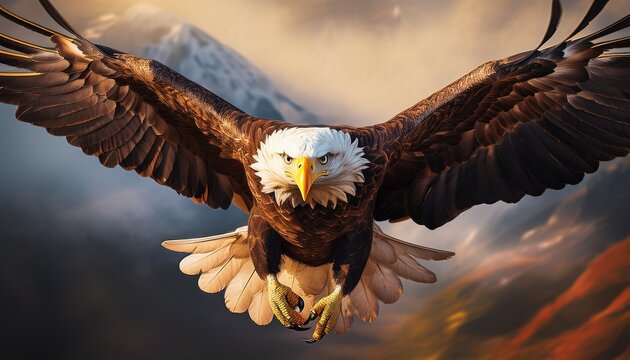 american bald eagle in flight front view generative ai