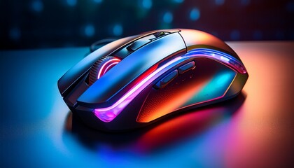 gaming mouse illuminated a close up shot of a sleek gaming mouse with glowing illumination against a backdrop offering a glimpse into the world of digital gaming