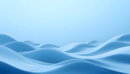 Light blue, wavy, landscape graphic.  Soft, smooth surfaces undulate across a light blue background
