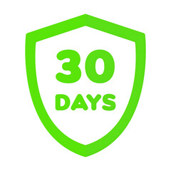 Bright green 30 days shield icon modern graphic design isolated on transparent background
