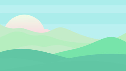 Fototapeta premium Pastel Green Hills Background Vector 