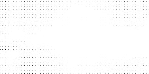 Halftone faded gradient texture. Grunge halftone grit background. White and black sand noise wallpaper. Retro pixilated vector backdrop