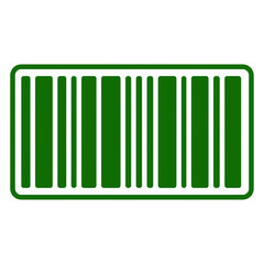 Green barcode graphic with white outline isolated on transparent background