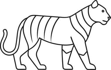 Fototapeta premium One-Line Tiger Silhouette in Minimalist Vector Form