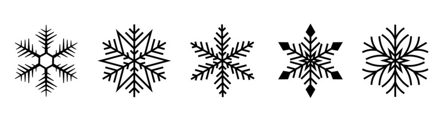 Snowflake icons collection. Snowflake vector. Happy new year, xmas, christmas. Snowflakes icons. Editable stroke