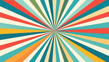 Fototapeta premium Geometric Radial Burst Background with Retro Color Tones and Textured Effect