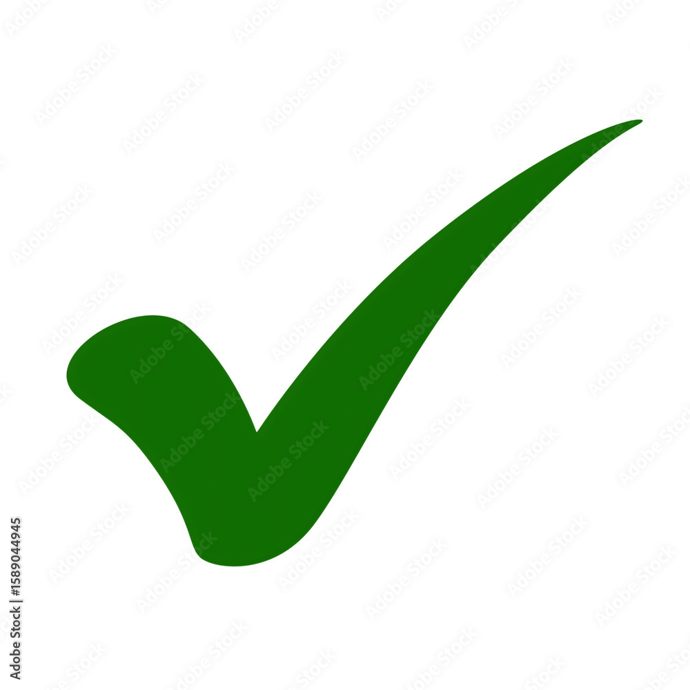 Fototapete a simple green checkmark symbol rendered in a clean modern style isolated on a transparent backgroun