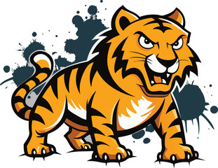 Urban Graffiti Tiger Silhouette with Expressive Rough Texture