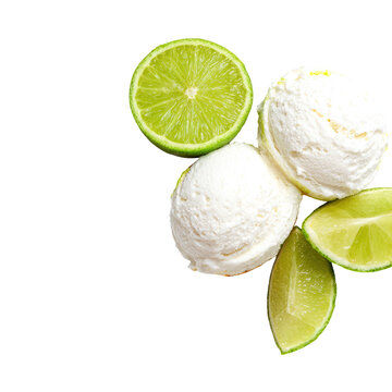 Fresh lime ice cream scoops