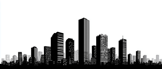 Silhouette of modern skyscrapers in cityscape