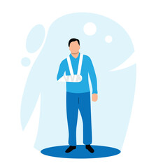 Young Man with Broken Arm. Health care and medicine topic vector art