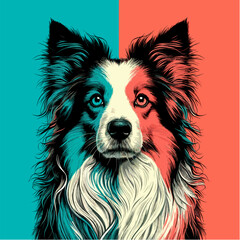 Fototapeta premium Border Collie in colorful pop art vector illustration