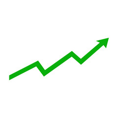 Green upward trend arrow simple line graph style isolated on white background isolated on transparent background