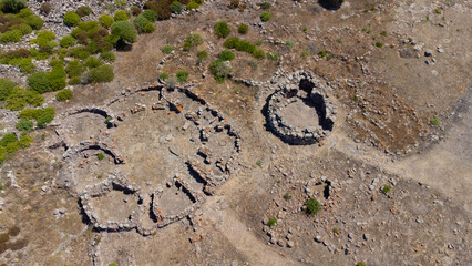 Drone view of Nuraghe Seruci, ancient Nuragic fortress in Sardinia