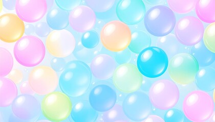 Pastel Colored Bubbles Floating Against A Light Blue Background Creates Dreamy Atmosphere
