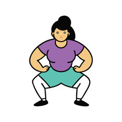 hack squat female exercise cartoon art