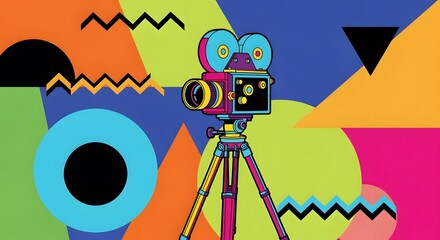 Vivid Pop Art Film Camera Composition
