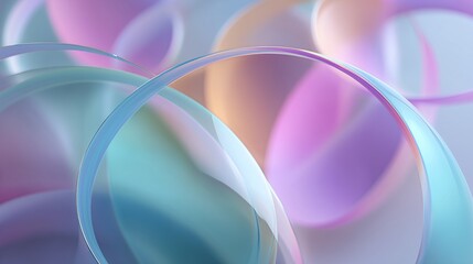 layered translucent forms in pastel tones with depth of field effect