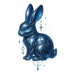 PNG Celestial rabbit with cosmic design.