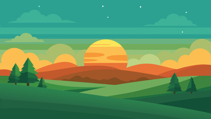 Obraz premium Sunset Plains Landscape Desktop Wallpaper