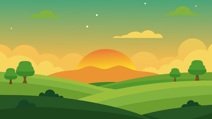 Obraz premium Sunset Plains Landscape Desktop Wallpaper