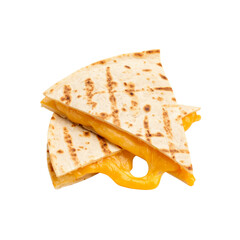 Appetizing cheese quesadilla stacked golden filling delicious meal snack isolated on transparent background
