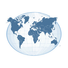 World map globe illustration featuring continents and country borders on a black background