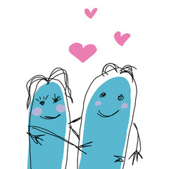 Fall in love couple cartoons characters.eps