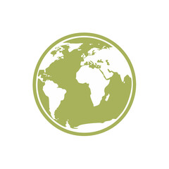 Obraz premium Graphical Earth Globe Icon with Continents in Green and White on Black