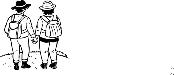 Two people middle aged are walking together vector image