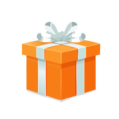 Orange Gift Box with Ribbon and Bow Illustration