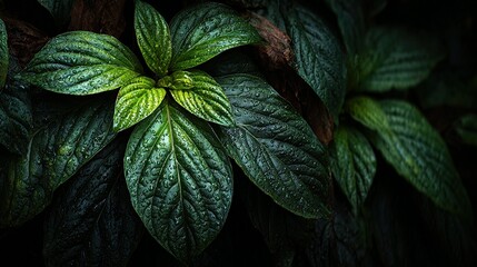 Close-up of lush green leaves.