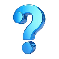 Rendered blue question mark on black background representing inquiry and curiosity in visuals