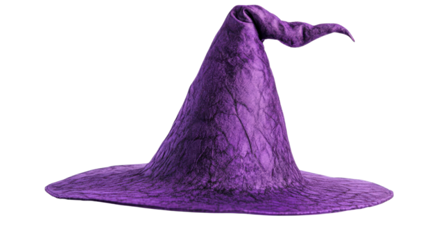 Halloween witch hat purple, Transparent background, PNG file - Powered by Adobe