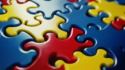 Close-up of colorful puzzle pieces - Powered by Adobe