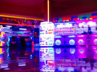 Blur defocus, Amusement Arcade game center, Toy crane game vending machine