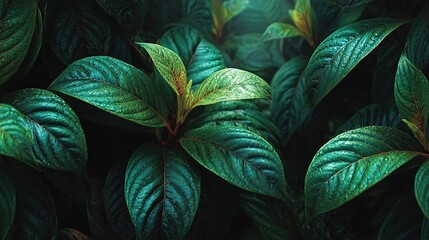 Close-up view of lush, vibrant green leaves.