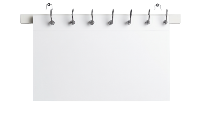 Hanging wall calendar with hooks, Transparent background, PNG file