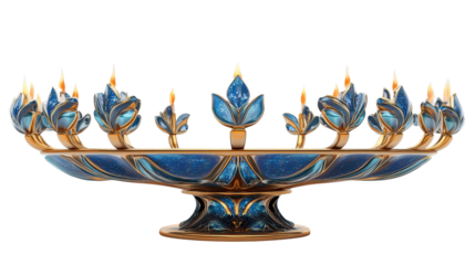 Hanukkah menorah table decoration, Transparent background, PNG file