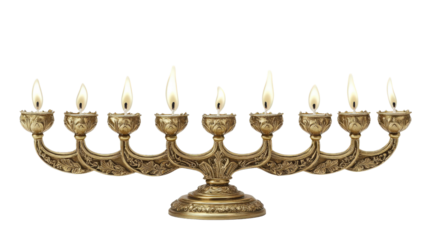 Hanukkah menorah table decoration, Transparent background, PNG file