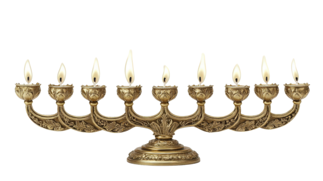 Hanukkah menorah table decoration, Transparent background, PNG file - Powered by Adobe
