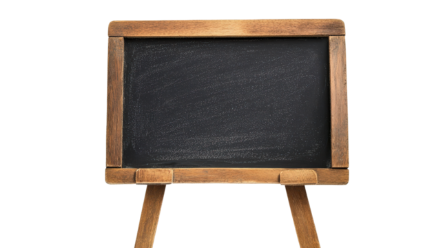 Mini chalkboard sign on stand, background isolated on a Transparent background, PNG file.