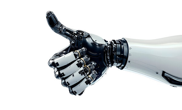 Futuristic robotic hand giving thumbs up