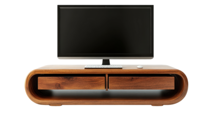 Monitor stand with drawers, background isolated on a Transparent background, PNG file.
